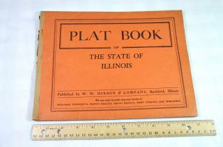 VTG 1930s Atlas Plat Book of Illinois State Hixson county map towns railroad IL 8