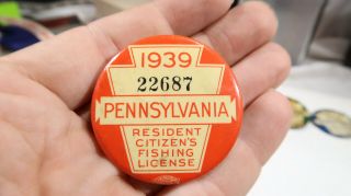 1939 Pennsylvania Resident Fishing License 22687
