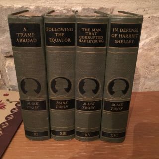 4 Vol: Antique 1911 - 1925:works Of Mark Twain:tramp Abroad,  Following The Equator
