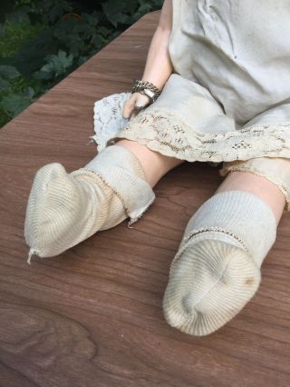 Vintage Antique Creepy Girl Doll With Sleepy Eyes Composite & Cloth 22” Height 6