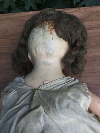 Vintage Antique Creepy Girl Doll With Sleepy Eyes Composite & Cloth 22” Height 7