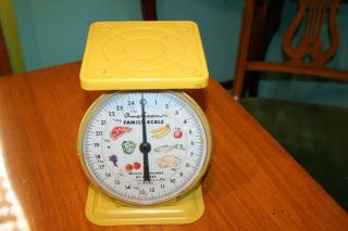 Vintage Yellow Metal American Family Kitchen Canning Food Scale 25 Lbs