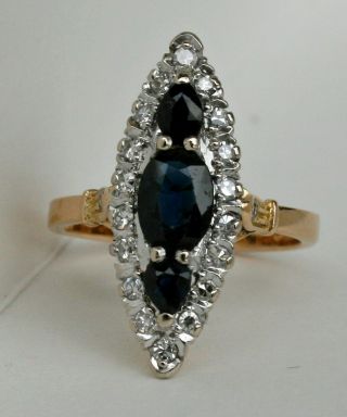 2.  25ct Antique 1920s Navarrete Blue Sapphires Natural Unheated 18k Gold Ring Sz7