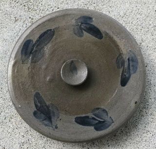 Strasburg Va Stoneware Pottery Cake Crock Lid Cobalt Blue Att Sonner