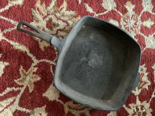Antique Cast Iron Square Frying Pan Skillet 10” X 1 3/4” Deep Made In Usa