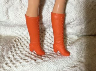 Vintage Barbie Doll Boots/ Bright Orange Squishy Rubber