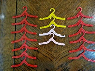 1960s Barbie Ken Doll Clothes Hangers 17 3.  5 " Wide Red Yellow Pink
