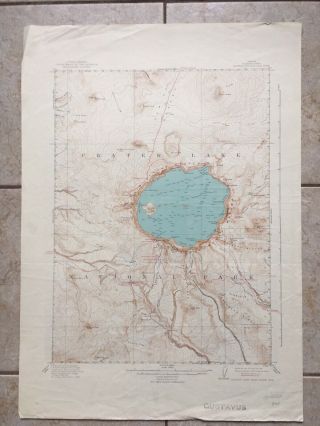 Vintage 1911 Map Of Crater Lake National Park 18 " X 25 " 1931 Reprint Usgs Topo