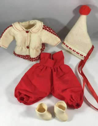 Vogue Dolls Inc Tagged Red & Cream Snow/ski Outfit W - Hat & Boots (no Doll)