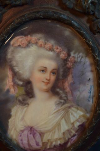 Antique Oval Miniature Portrait of 18th Century Young Woman 4