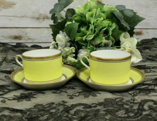 Richard Ginori Italy China Impero Yellow Flat Tea Coffee Cup And Saucer Set 2