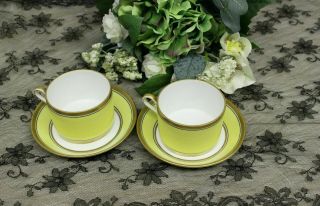 Richard Ginori Italy China Impero Yellow Flat Tea Coffee Cup And Saucer Set 3