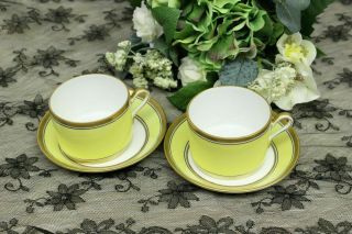 Richard Ginori Italy China Impero Yellow Flat Tea Coffee Cup And Saucer Set 4