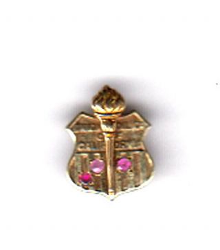 Antique 14kt Gold Pin /w 3 Pink Saphires Union Oil Co.  8 - 28 - 22