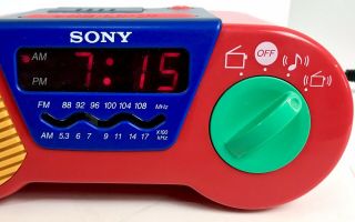 Vintage Sony Alarm Clock AM/FM Radio My First Sony ICF - C6000 - Red 3