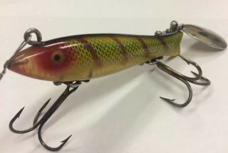 Vintage Heddon Dowagiac Spook Perch Gold Eye Fishing Lure