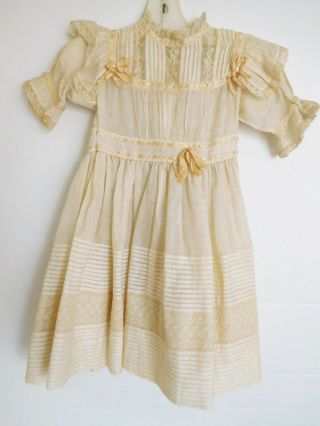 Antique Dress Off White Beige For Large Size Antique Doll 18 " Long