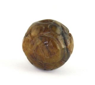 Old Chinese Hand Carved Brown Nephrite Jade Big Bead 27mm