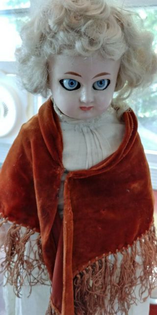 Antique Haunted Doll Vintage Victorian Silk Shawl & Dress Paranormal Creepy