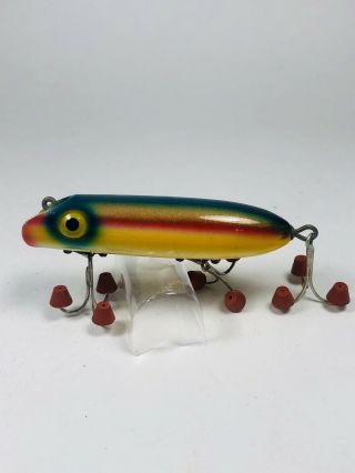 SOUTH BEND Rainbow Color Scheme BASS - ORENO Vintage Wood Fishing Lure - ONE 2