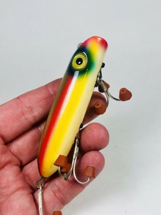 SOUTH BEND Rainbow Color Scheme BASS - ORENO Vintage Wood Fishing Lure - ONE 5