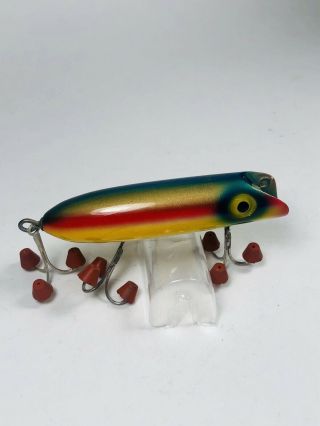 SOUTH BEND Rainbow Color Scheme BASS - ORENO Vintage Wood Fishing Lure - ONE 7