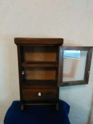 Antique Wood Apothecary Medicine Cabinet Wall Mounted with Drawer & Towel Rack 2