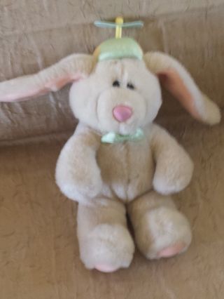 Vintage 12 " Dakin 1988 Bunny Rabbit Plush Stuffed Animal With Propeller Hat Cap