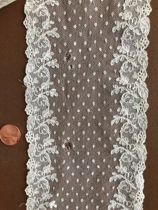 Vintage Machine Alencon lappets / tie / scarf Costume Sew Craft 4