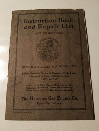 Hercules Instruction Parts Book Antique Hit And Miss Gas Engine Vint