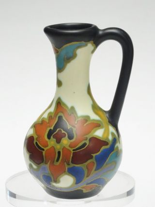 Antique Regina Gouda Signed Miniature Urn Vase 4.  5 "