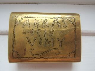 Antique Trench Art Matchbox Holder Arras Vimy Ypres 1918 Initialed H.  C.