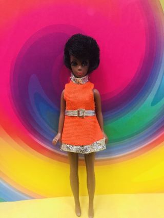 Dawn Pippa Vintage Clone Doll Fashion Only Orange And Silver Mini Dress