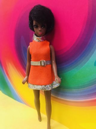 DAWN PIPPA VINTAGE CLONE Doll Fashion ONLY Orange And Silver Mini Dress 2