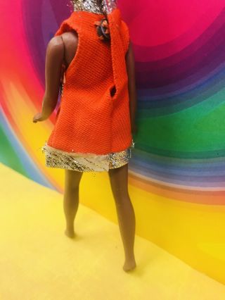 DAWN PIPPA VINTAGE CLONE Doll Fashion ONLY Orange And Silver Mini Dress 3