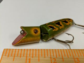 Vintage Heddon Zig Wag Wooden Fishing Lure Bass Musky Luny Frog Antique Bait