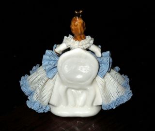 Dresden Germany porcelain lace figurine seated lady VINTAGE/ANTIQUE 3.  5 