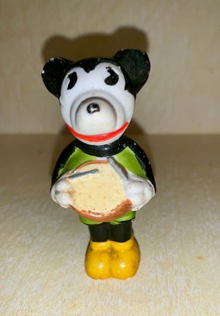 ANTIQUE BISQUE DISNEYS MICKEY MOUSE WITH DRUM MADE IN JAPAN,  FIGURINE 4