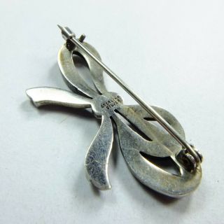 Quality Antique Edwardian Silver & Marcasite Bow Brooch Marked STERLING SILVER 5