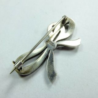Quality Antique Edwardian Silver & Marcasite Bow Brooch Marked STERLING SILVER 6