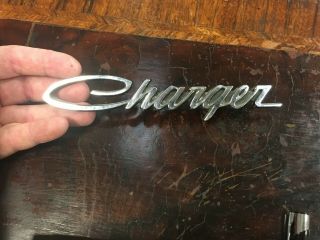 Dodge Charger Antique Chrome Name/ Part 3613794 - 26730 Two Pins Intact - 7 7/8 "