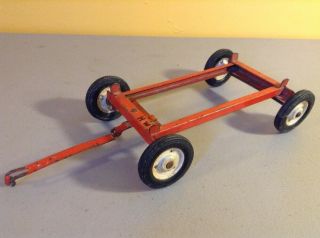 Vintage Antique Red Tru Scale Farm Machinery Pressed Steel Wagon Cart Open