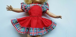 Vintage Factory Made Red And Blue Plaid Dress With Tie Back Fits 16 " Dolls