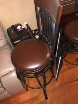Set of 2 Vintage Bar Stools Swivel Padded Seat Bistro Dining Kitchen Pub Chair 2