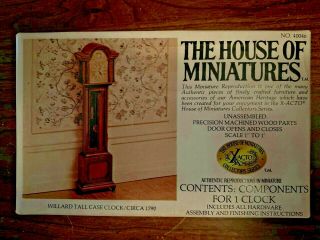 1/12 Willard Tall Case Clock Kit 40046 House Of Miniatures Open Complete