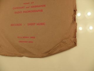 The Beverly Hills Gramophone Shop Vintage Bag for 78rpm Record Capehart Magnavox 5