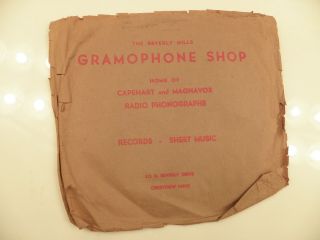 The Beverly Hills Gramophone Shop Vintage Bag for 78rpm Record Capehart Magnavox 6