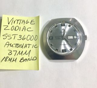 Vintage Zodiac Automatic Sst 36000 Watch 37mm Parts Repair Runs