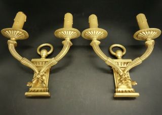 SCONCES STAMPED,  LOUIS XVI STYLE,  EARLY 1900 - BRONZE - FRENCH ANTIQUE 2