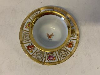 Antique German Meissen Porcelain Cup & Saucer w/ Gold & Floral Decoration 2